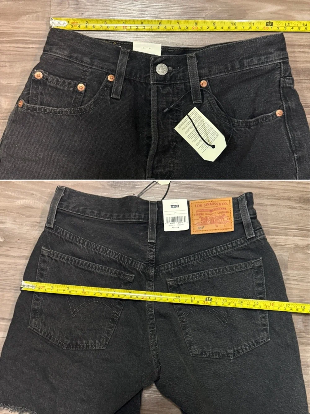 NWT Levi's Premium 501 Mid-Thigh Shorts Lunar Black Big E Sz 24 $70